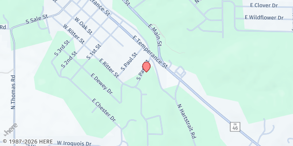 Map showing Richland Township Trustee Food Pantry at 416 S. Park St., Ellettsville, IN