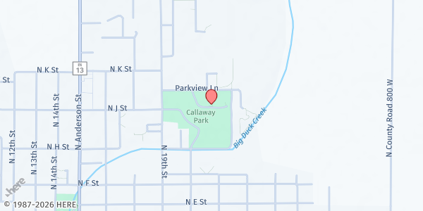 Map showing Tailgate at Callaway Park at 902 Callaway Park Dr, Elwood, IN