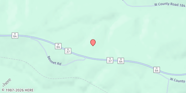 Map showing Lincoln Hills Community Church at 1584 IN-64, English, IN