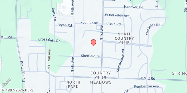 Map showing Bible Center Cathedral - Food Distribution Center at 5000 N First Ave, Evansville, IN