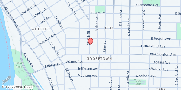 Map showing Client Choice Pantry at 918 SE 8th St., Evansville, IN