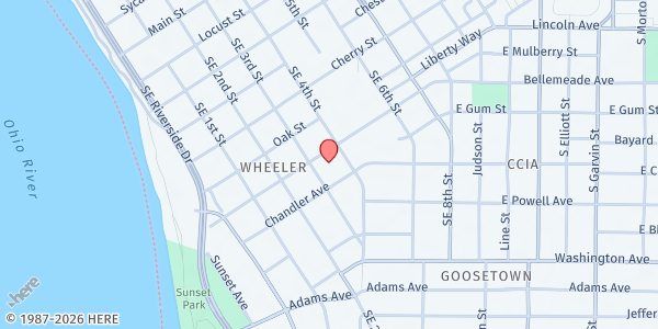 Map showing ECHO Community Healthcare - MASIHA Mobile Pantry at 315 Mulberry St., Evansville, IN