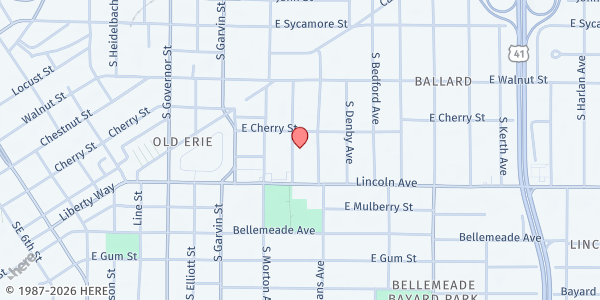 Map showing First Ebenezer Baptist Church - Harvest Time Inner City at 518 S. Linwood Ave., Evansville, IN