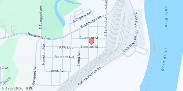 Map showing Howell General Baptist at 1520 Delmar Ave, Evansville, IN