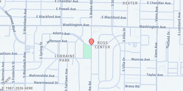 Map showing Little Free Pantry - Lorraine Park at 1201 S. Boeke Rd., Evansville, IN