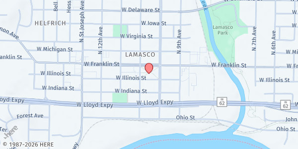 Map showing Little Free Pantry - West Branch Library at 2000 W. Franklin St., Evansville, IN