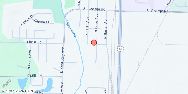 Map showing Oakhill Baptist Church at 5600 Oak Hill Rd., Evansville, IN