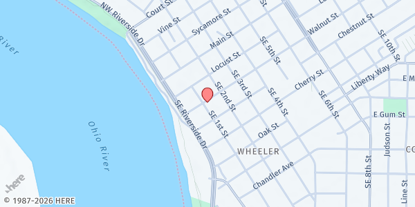 Map showing Restore Outreach - The Gathering Church - Food Distribution Center at 101 Walnut St, Evansville, IN