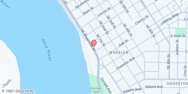 Map showing Saint Paul's Episcopal Church - Food Distribution Center at 314 SE Riverside Dr, Evansville, IN