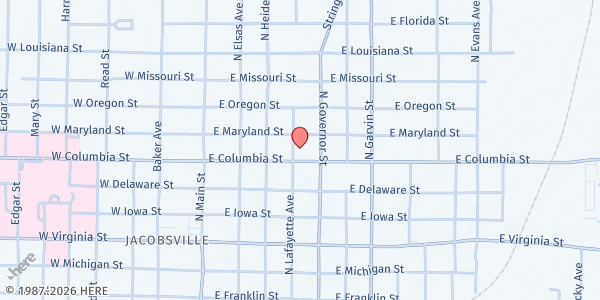 Map showing Saint Vincent DePaul - Food Distribution Center at 809 N Lafayette Ave, Evansville, IN