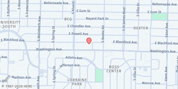 Map showing St. Mark's Lutheran Church at 2300 Washington Ave., Evansville, IN