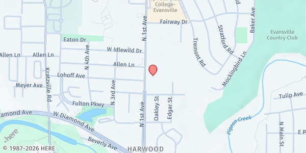 Map showing St Matthew's Church Inc. at 3007 N First Ave, Evansville, IN