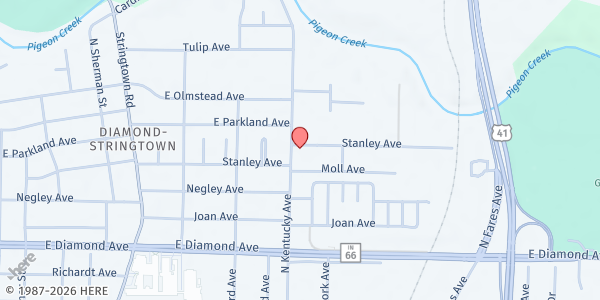 Map showing The Keck Church - Kentucky Ave. Campus at 2573 N. Kentucky Ave., Evansville, IN