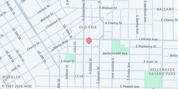 Map showing The Leona Christian Food Pantry - Metropolitan SDA Church at 412 E. Mulberry St., Evansville, IN
