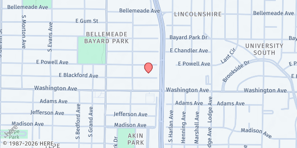 Map showing The River At Evansville Church at 1138 E. Blackford Ave., Evansville, IN