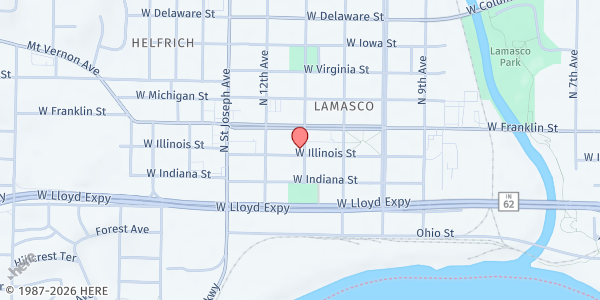 Map showing Westside Food Pantry at 2201 W Illinois St, Evansville, IN
