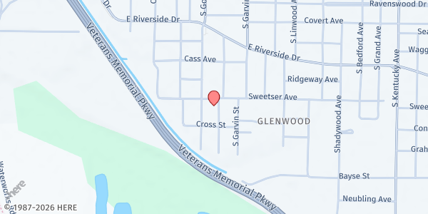 Map showing Zion Baptist at 1800 S Governor St, Evansville, IN