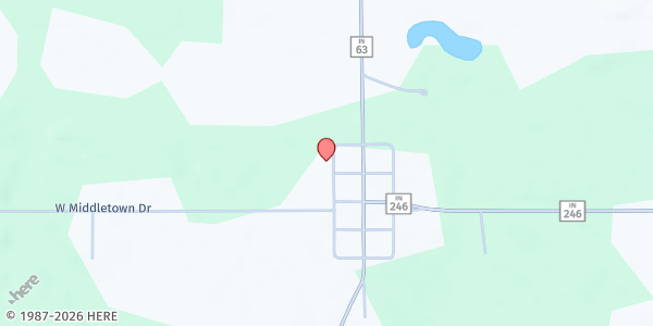 Map showing Church of Living Faith at 15736 S. 53rd Pl., Farmersburg, IN