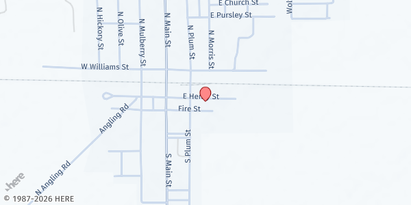 Map showing Open Arms House of Worship at 204 E Henry, Farmland, IN