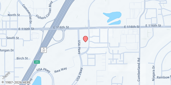 Map showing Come To Me Food Pantry - Fishers United Methodist Church at 11488 IKEA Wy, Fishers, IN
