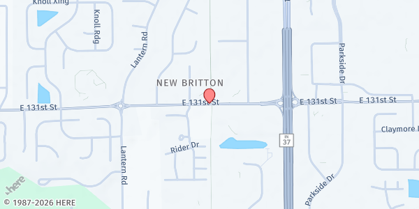 Map showing Delaware Township Trustee Office at 9090 East 131st Street, Fishers, IN