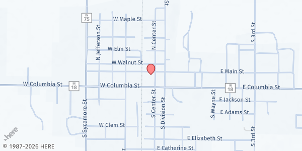 Map showing Carroll County Food Pantry at 11 S. Center St., Flora, IN