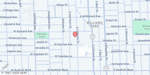 Map showing A.i.s.e.d.a. - Food Distribution Center at 3326 Calhoun St, Fort Wayne, IN
