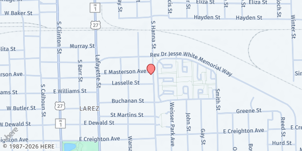 Map showing Body of Christ 7th Day Adventist - Food Distribution Center at 1902 S Hanna St, Fort Wayne, IN