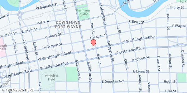 Map showing Bright Point - Food Distribution Center at 227 E Washington Blvd, Fort Wayne, IN