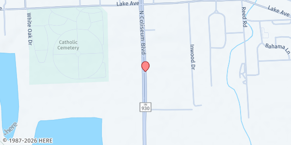 Map showing Community Harvest Farm Wagon Mobile Pantry - Fort Wayne at 1010 N. Coliseum Blvd., Fort Wayne, IN