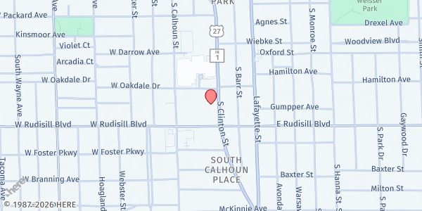 Map showing CONNECT Allen County - Fort Wayne at 201 E. Rudisill Blvd., Fort Wayne, IN