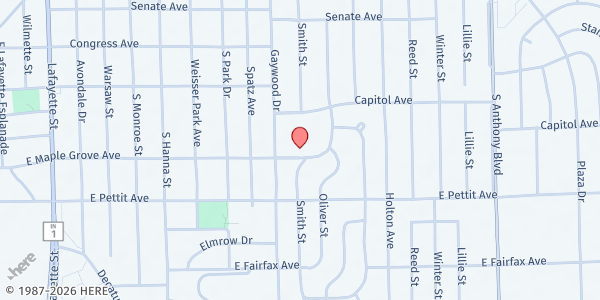 Map showing Franciscan Center Inc at 1015 Maple Grove Ave, Fort Wayne, IN