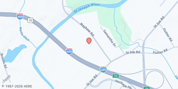 Map showing Grace Point Church of the Nazarene at 8611 Mayhew Rd, Fort Wayne, IN