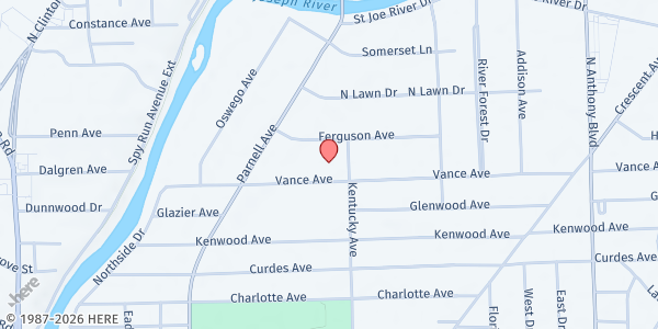 Map showing Heartland Church at 1025 Vance Ave, Fort Wayne, IN