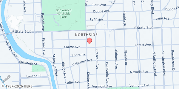 Map showing Lifehouse Church - Forest Park at 2100 Kentucky Ave., Fort Wayne, IN