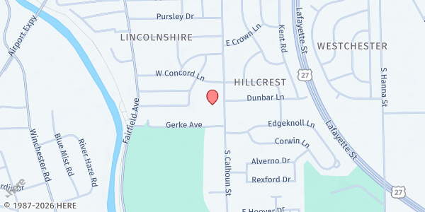 Map showing Lincolnshire Church of the Brethren - Food Distribution Center at 6404 Calhoun St, Fort Wayne, IN