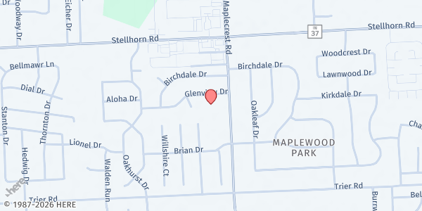 Map showing Maplewood Mennonite Church at 4129 Maplecrest Rd., Fort Wayne, IN