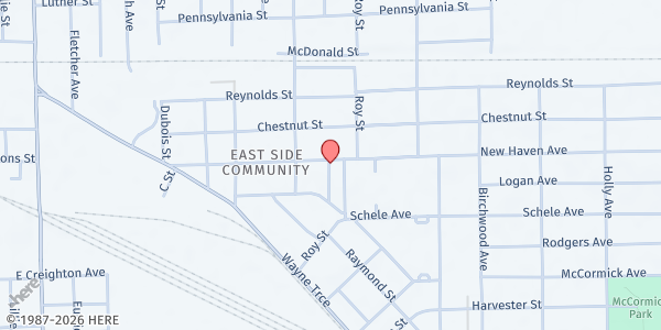 Map showing St. Andrew's Soup Kitchen at 2714 New Haven Ave, Fort Wayne, IN