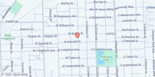 Map showing St. Patrick's Catholic Church at 2120 S. Harrison St., Fort Wayne, IN