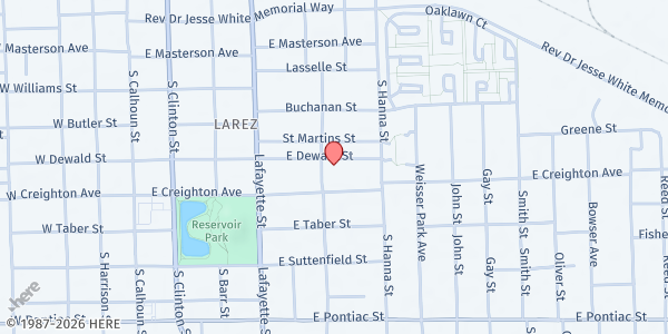 Map showing St. Peter's Catholic Church - St. Vincent de Paul at 510 E Dewald St, Fort Wayne, IN