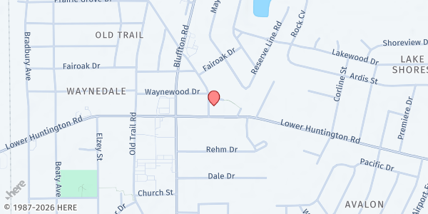 Map showing St. Therese Catholic Church - St. Vincent de Paul at 2304 Lower Huntington Rd., Fort Wayne, IN