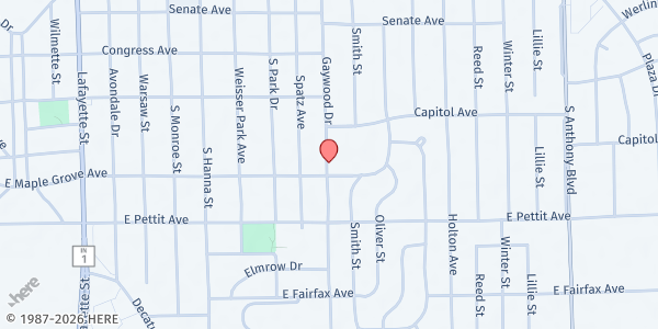 Map showing The Franciscan Center at 1015 E. Maple Grove Ave., Fort Wayne, IN