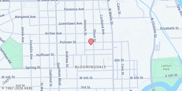 Map showing Trinity UMC Food Pantry at 609 Putnam St., Fort Wayne, IN