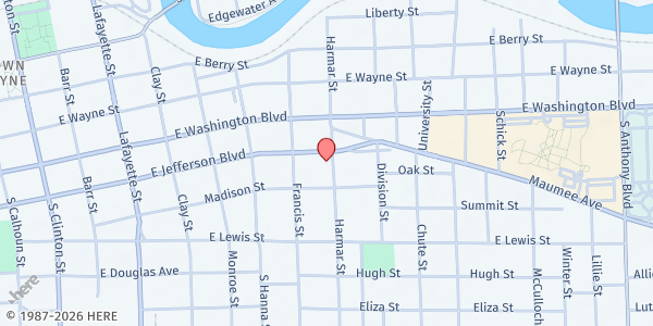 Map showing Turner Chapel AME Church at 836 E Jefferson Blvd, Fort Wayne, IN