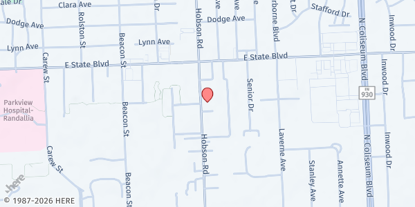 Map showing Wellspring on Wheels - Baldwin Creek Apartments at 2020 Hobson Rd., Fort Wayne, IN