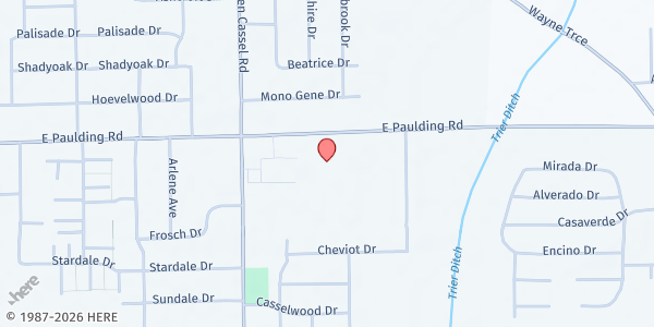 Map showing Wellspring on Wheels - Neighborhood Health at 3350 E. Paulding Rd., Fort Wayne, IN