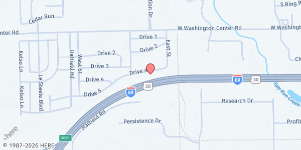 Map showing Wellspring on Wheels - Ridgebrook Hills at 2737 W. Washington Center Rd., Fort Wayne, IN