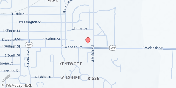 Map showing Food Finders Mobile- Frankfort First Church of the Nazarene at 2056 E. Wabash St., Frankfort, IN
