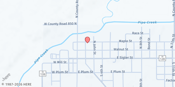 Map showing Frankton Christian Church at 206 Church St., Frankton, IN