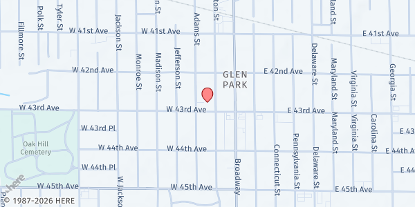 Map showing Bethel Temple at 110 W. 43rd Ave, Gary, IN